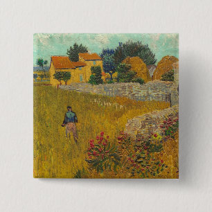 Badge Carré 5 Cm Ferme de Vincent van Gogh en Provence, 1888