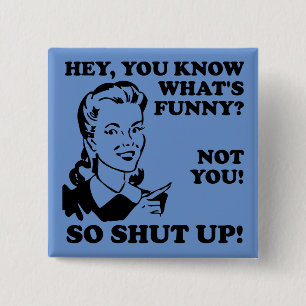 Badge Carré 5 Cm Fermer Pas Drôle Bouton Pin Badton