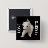 Badge Carré 5 Cm Ferret Bébé Blanc (Devant & derrière)