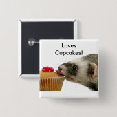 Badge Carré 5 Cm Ferrets Love Cupcakes (Devant & derrière)