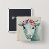 Badge Carré 5 Cm Festival Cow (Devant & derrière)