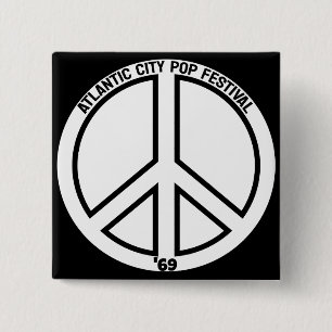 Badge Carré 5 Cm Festival de pop de la ville d'Atlantique - 1969