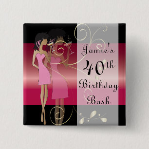 Badge Carré 5 Cm Fête 00e anniversaire fille Texte DO-IT-YOURSELF