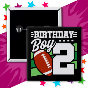 Badge Carré 5 Cm Fête de football de 2 ans Thème 2ème anniversaire