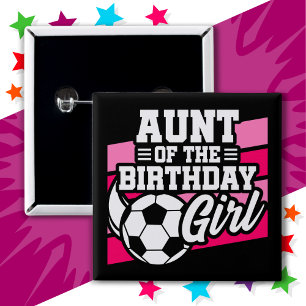 Badge Carré 5 Cm Fête de football pour enfants Tante d'anniversaire