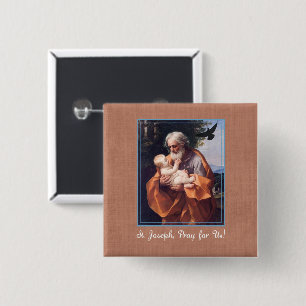 Badge Carré 5 Cm Fête de la Saint-Joseph avec l'Enfant Jésus