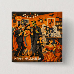 Badge Carré 5 Cm Fête de martini Halloween Moderne du Milieu du Siè