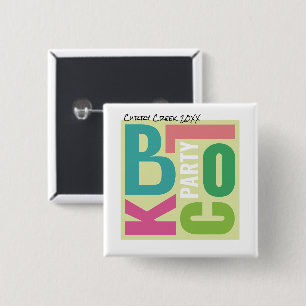 Badge Carré 5 Cm Fête de quartier estivale de type rétro