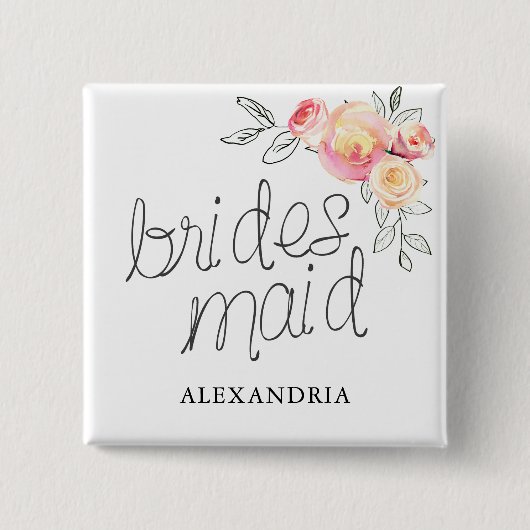 Badge Carré 5 Cm Fête des mariées Bridesmaid (Devant)