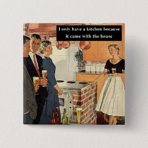 Badge Carré 5 Cm Fête des mariées vintage amusante / Fête du Réchau