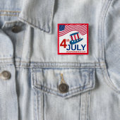 Badge Carré 5 Cm Fête du 4 juillet (En situation)