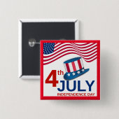 Badge Carré 5 Cm Fête du 4 juillet (Devant & derrière)