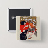 Badge Carré 5 Cm Fête du chocolat français Steinlen Art (Devant & derrière)