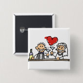 Badge Carré 5 Cm Fête du mariage (Devant & derrière)