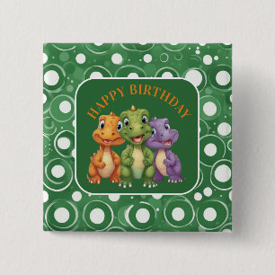 Badge Carré 5 Cm Fête d'un bébé dinosaure adorable