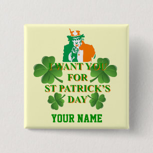 Badge Carré 5 Cm Fête irlandaise de la St Patrick américaine