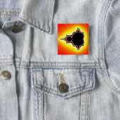 Badge Carré 5 Cm Feu Fractale de Mandelbrot (En situation)