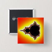 Badge Carré 5 Cm Feu Fractale de Mandelbrot (Devant & derrière)