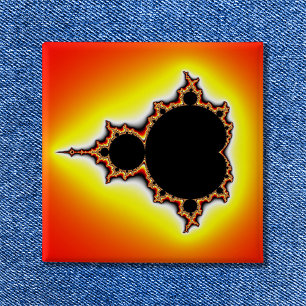 Badge Carré 5 Cm Feu Fractale de Mandelbrot