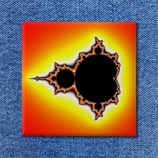 Badge Carré 5 Cm Feu Fractale de Mandelbrot