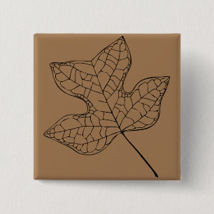 Badge Carré 5 Cm Feuille d'arbre de tulipe illustrée