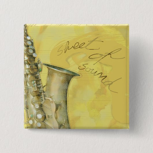 Badge Carré 5 Cm Feuille de son, bouton (Devant)