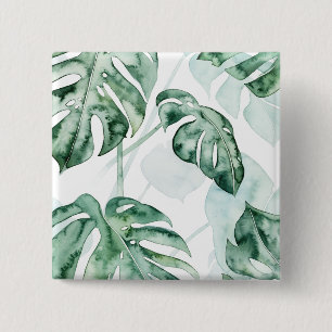 Badge Carré 5 Cm Feuille fendue de paume tropicale