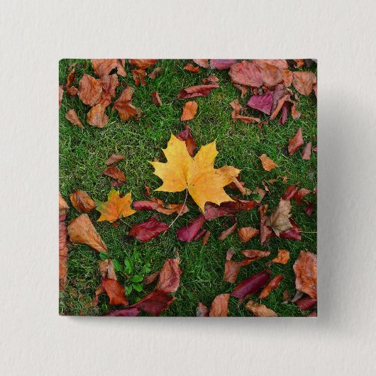 Badge Carré 5 Cm Feuilles d'automne (Devant)