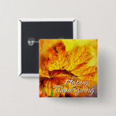 Badge Carré 5 Cm Feuilles d'automne 4 boutons (Devant & derrière)