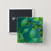 Badge Carré 5 Cm Feuilles de jardin frais (Devant & derrière)