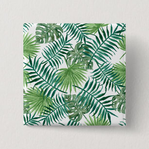 Badge Carré 5 Cm Feuilles de la jungle tropicale