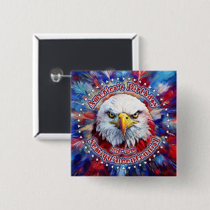 Badge Carré 5 Cm Feux d'artifice Semiquin Rouge Aigle pour l'annive