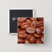 Badge Carré 5 Cm Fèves de café grillées (Devant & derrière)