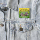 Badge Carré 5 Cm Février est adopté un bouton Secouru Mois lapin (En situation)