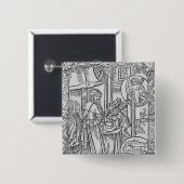 Badge Carré 5 Cm Février, scène intérieure, Verseau (Devant & derrière)