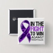 Badge Carré 5 Cm Fibromyalgie - Lutte Pour Gagner (Devant & derrière)