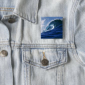 Badge Carré 5 Cm Fidji, Tavarua, Cloudbreak. Une vague (En situation)