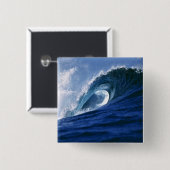 Badge Carré 5 Cm Fidji, Tavarua, Cloudbreak. Une vague (Devant & derrière)