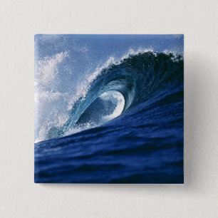 Badge Carré 5 Cm Fidji, Tavarua, Cloudbreak. Une vague