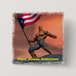 Badge Carré 5 Cm Fier Boricua ! ! !