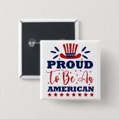 Badge Carré 5 Cm Fier d'être un Américain (Devant & derrière)