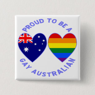 Badge Carré 5 Cm Fier d'être un Australien gay