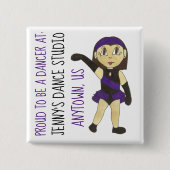 Badge Carré 5 Cm Fier d'être une danseuse Customisée Dance Studio J (Devant)