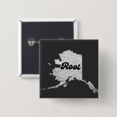 Badge Carré 5 Cm fière Alask State Root Map Outline Rocky Map AK (Devant & derrière)
