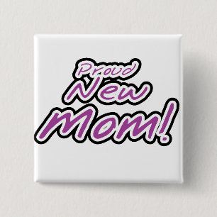 Badge Carré 5 Cm Fière nouvelle maman Purple Texte Tshirts et cadea