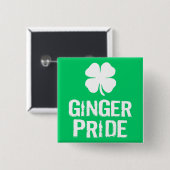 BADGE CARRÉ 5 CM FIERTÉ DE GINGEMBRE AVEC LE SHAMROCK (Devant & derrière)