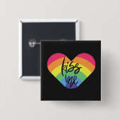 Badge Carré 5 Cm Fierté - embrasse-moi. l'amour est juste. (Devant & derrière)