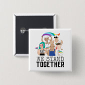 Badge Carré 5 Cm Fierté LGBTQ Nous Sommes Ensemble L'Unité Des Gens (Devant & derrière)