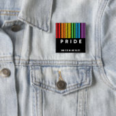 Badge Carré 5 Cm Fierté personnalisable Code barre arc-en-ciel LGBT (En situation)