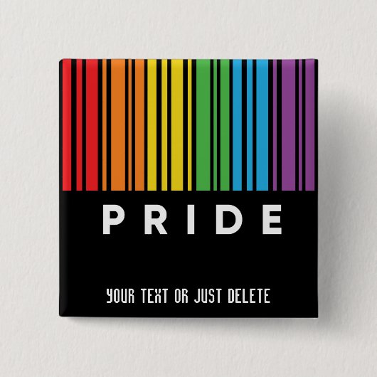 Badge Carré 5 Cm Fierté personnalisable Code barre arc-en-ciel LGBT (Devant)